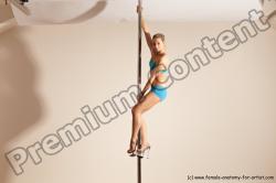 Underwear Gymnastic poses Woman White Moving poses Slim long blond Dynamic poses Academic